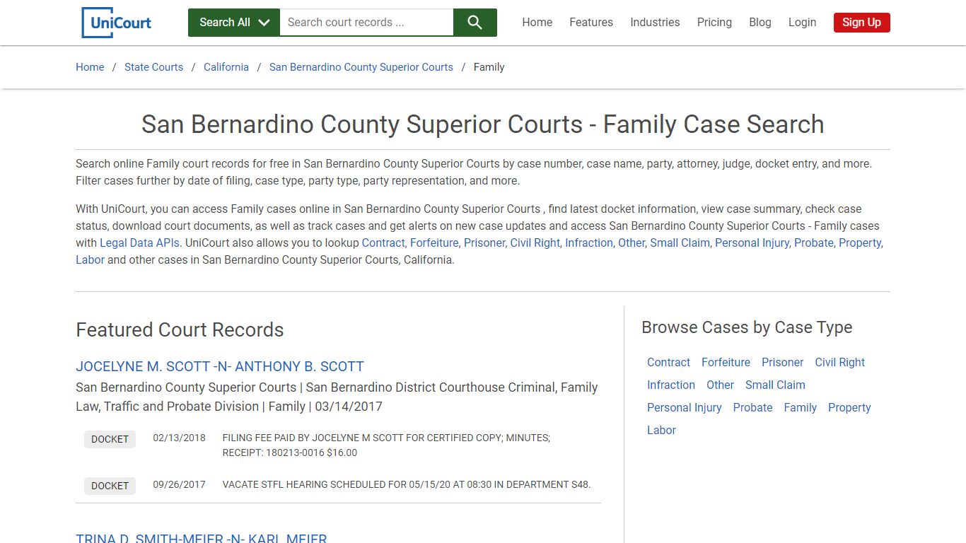San Bernardino County Superior Courts - Family Case Search